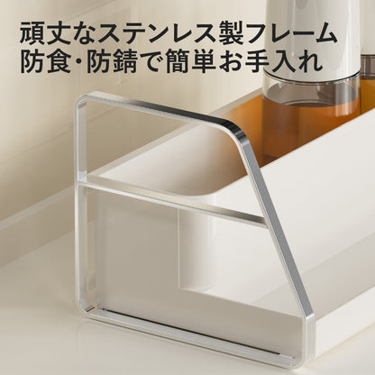 オイルボトル・調味料容器セット｜ガラス製ボトル・収納スタンド付き｜ホワイト