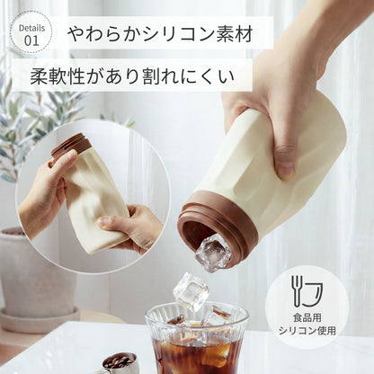 プッシュ式 製氷ボトル｜PP・シリコーン製｜ドリンクボトル兼用 ホワイト