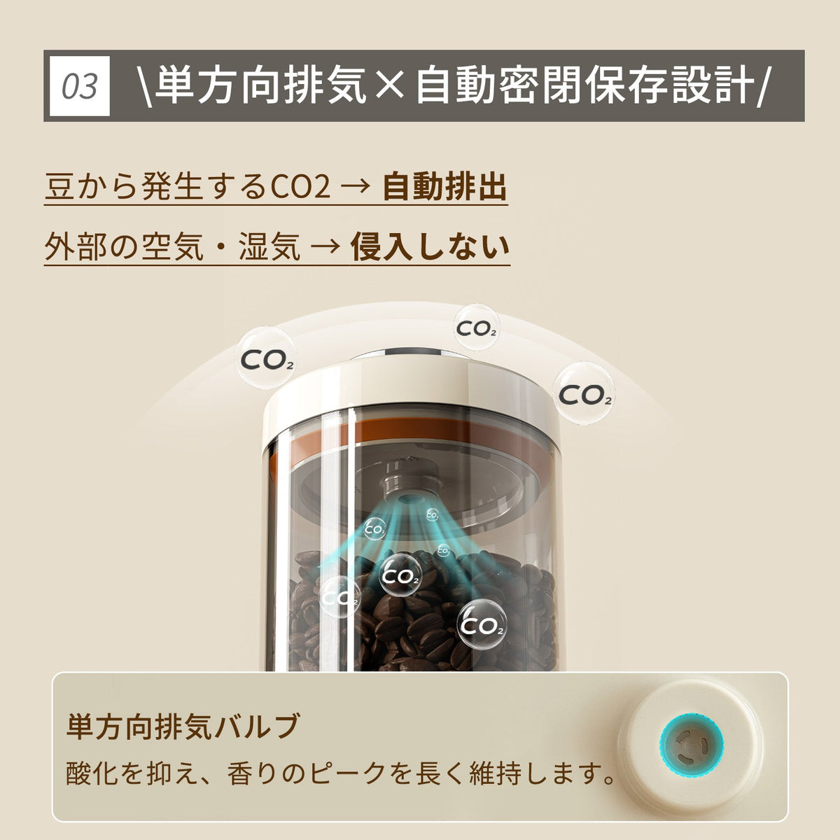 コーヒーキャニスター 500ml・1000ml・1500ml｜耐熱ガラス製 ワンプッシュ密閉タイプ